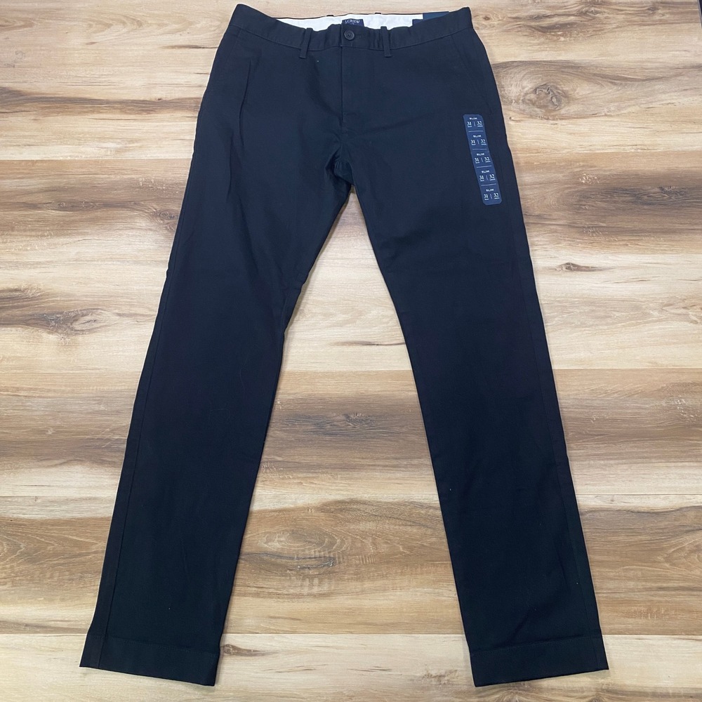 J.Crew Chino Pants 31x32 Slim Fit Flex Cotton Stretch Black H3167